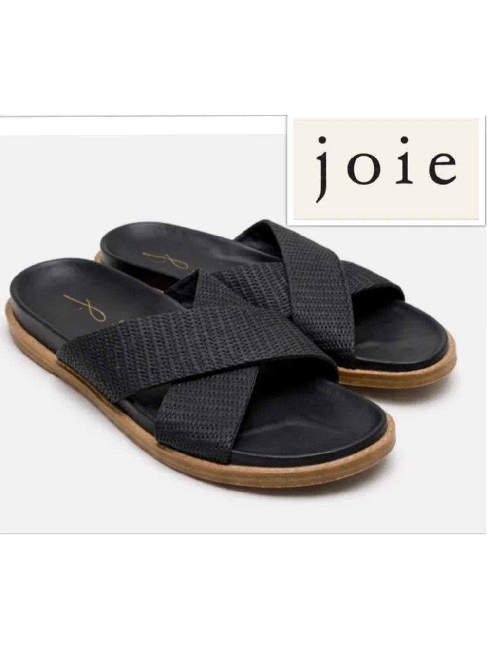 Joie Beachy Woven Minimalist Crisscross Wide Strap Slide Sandals Women’s 10